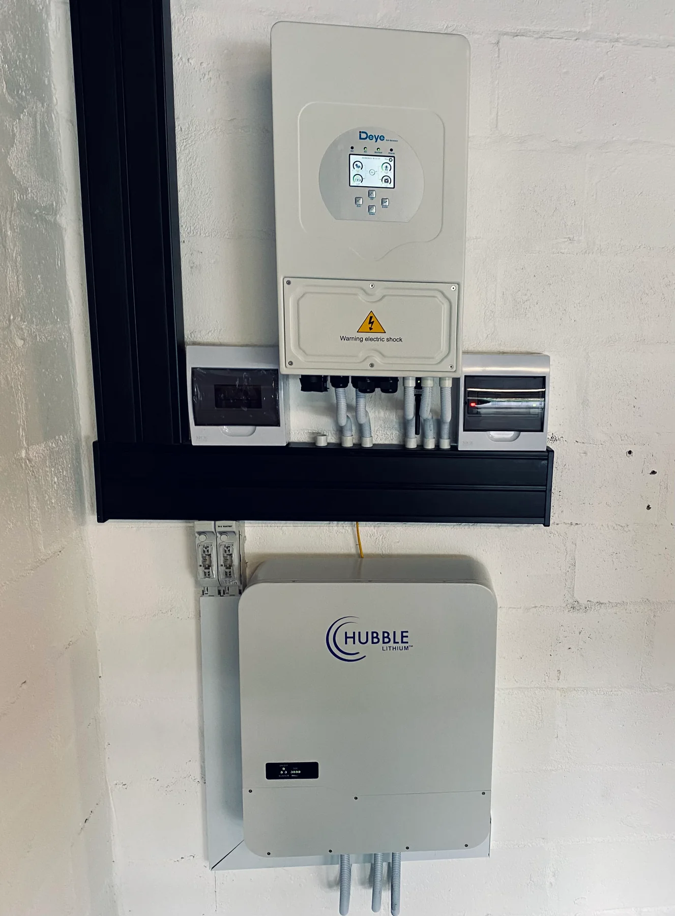 Inverter and battery system on a finished wall