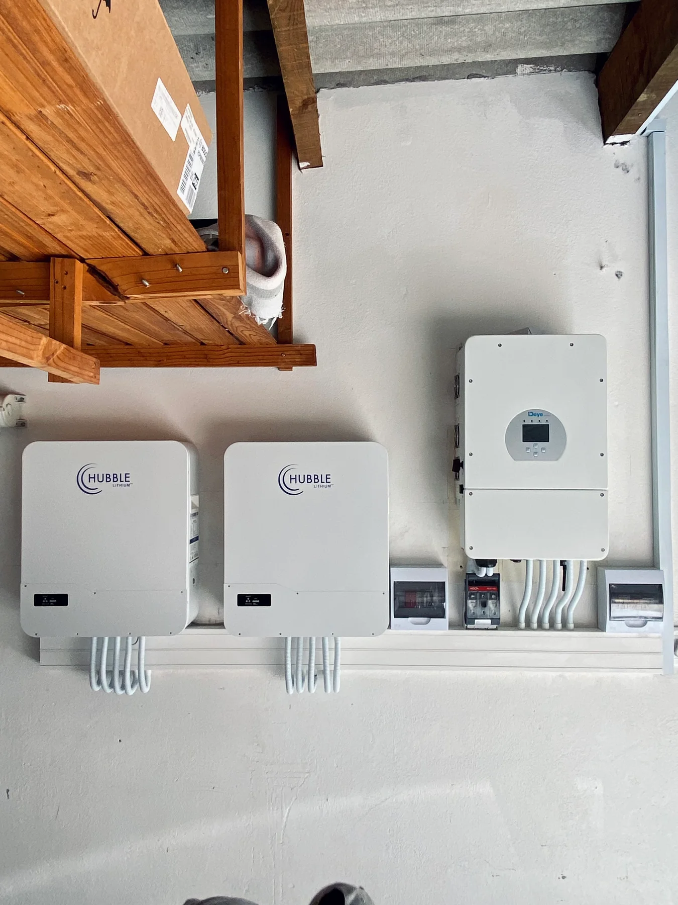 Solar power equipment installed in a garage